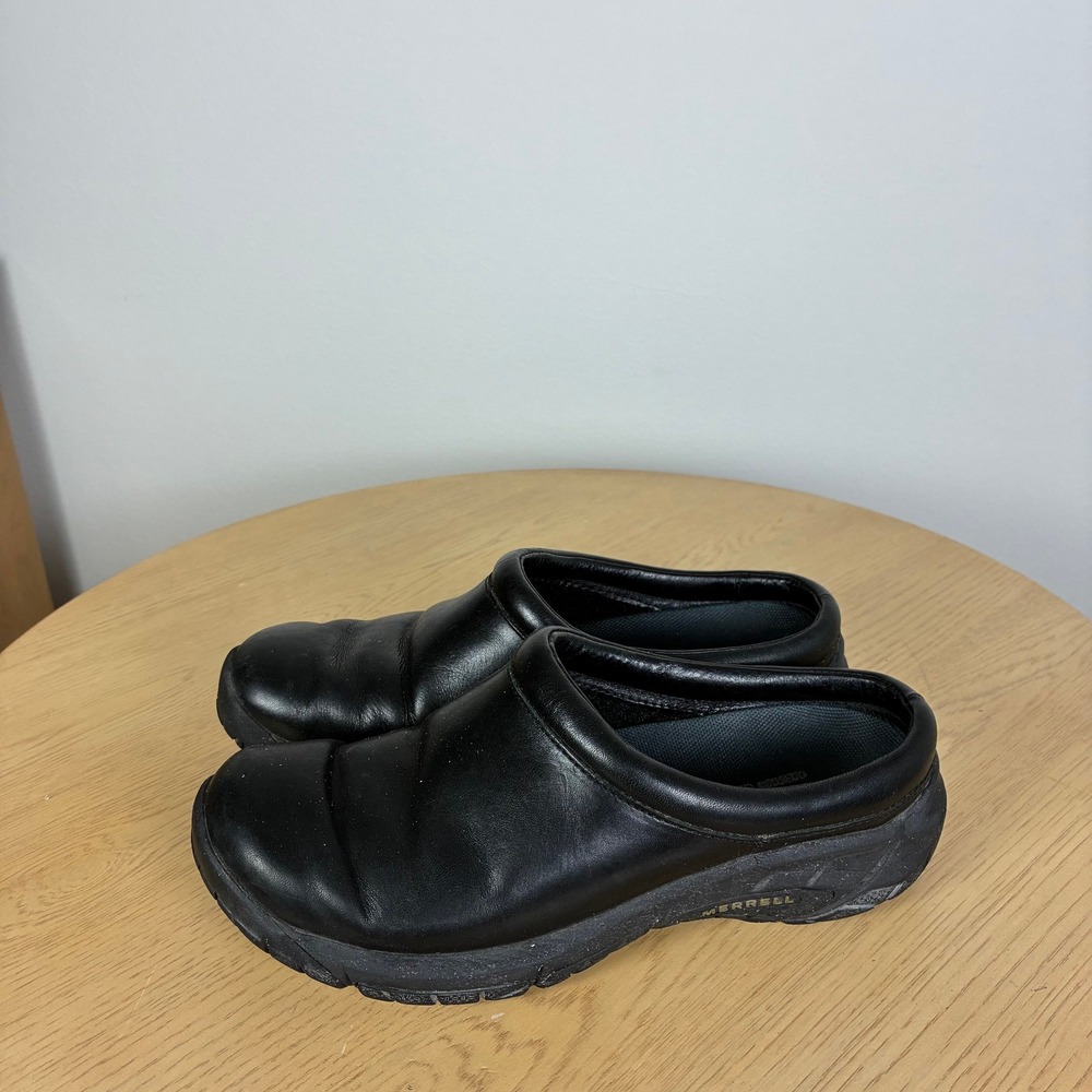Merrell Low Wedge Leather Slip On Clogs Shoes Women's 7.5 Comfort Support - Picture 4 of 7